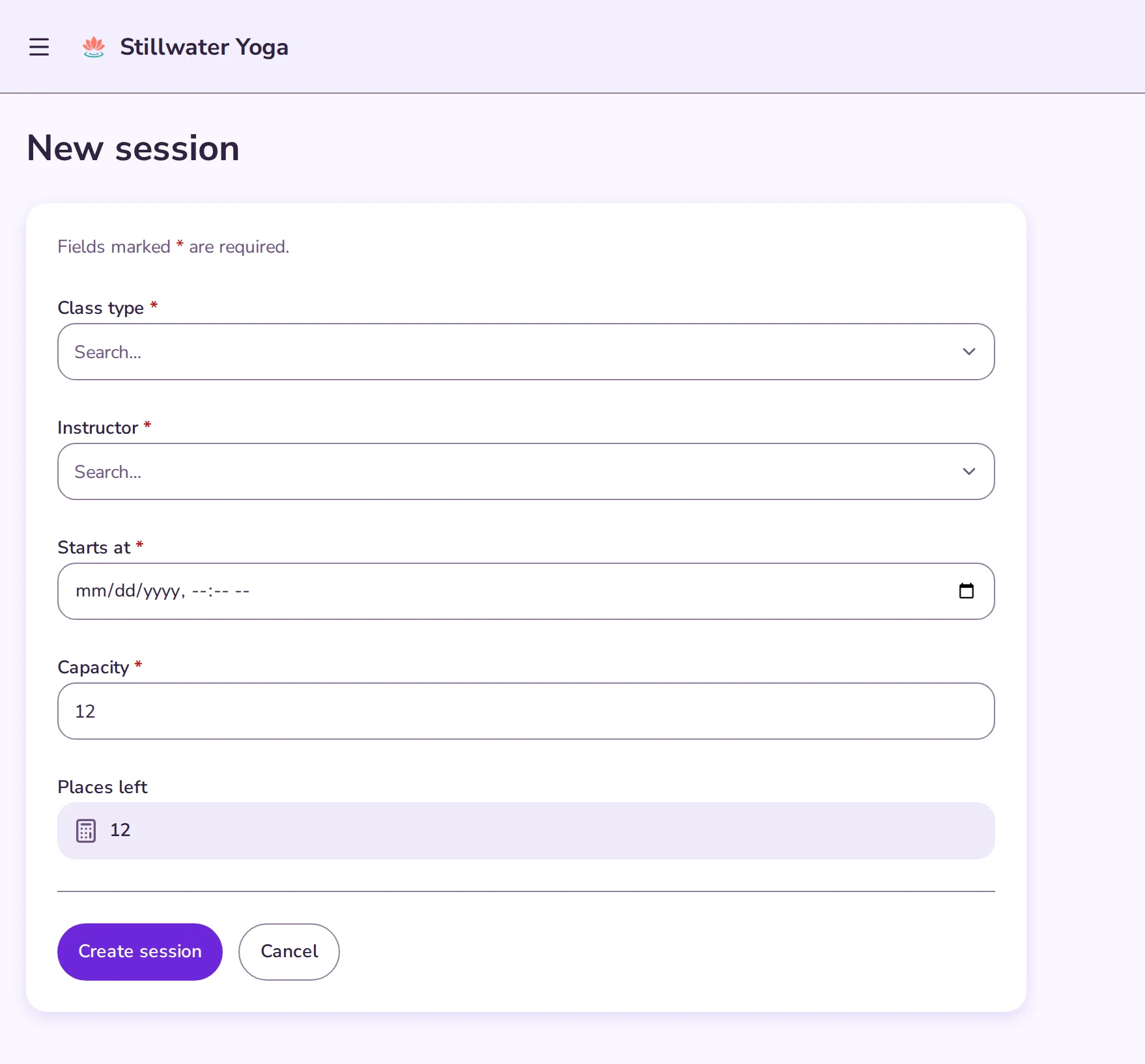 The app's /sessions/new page before the change