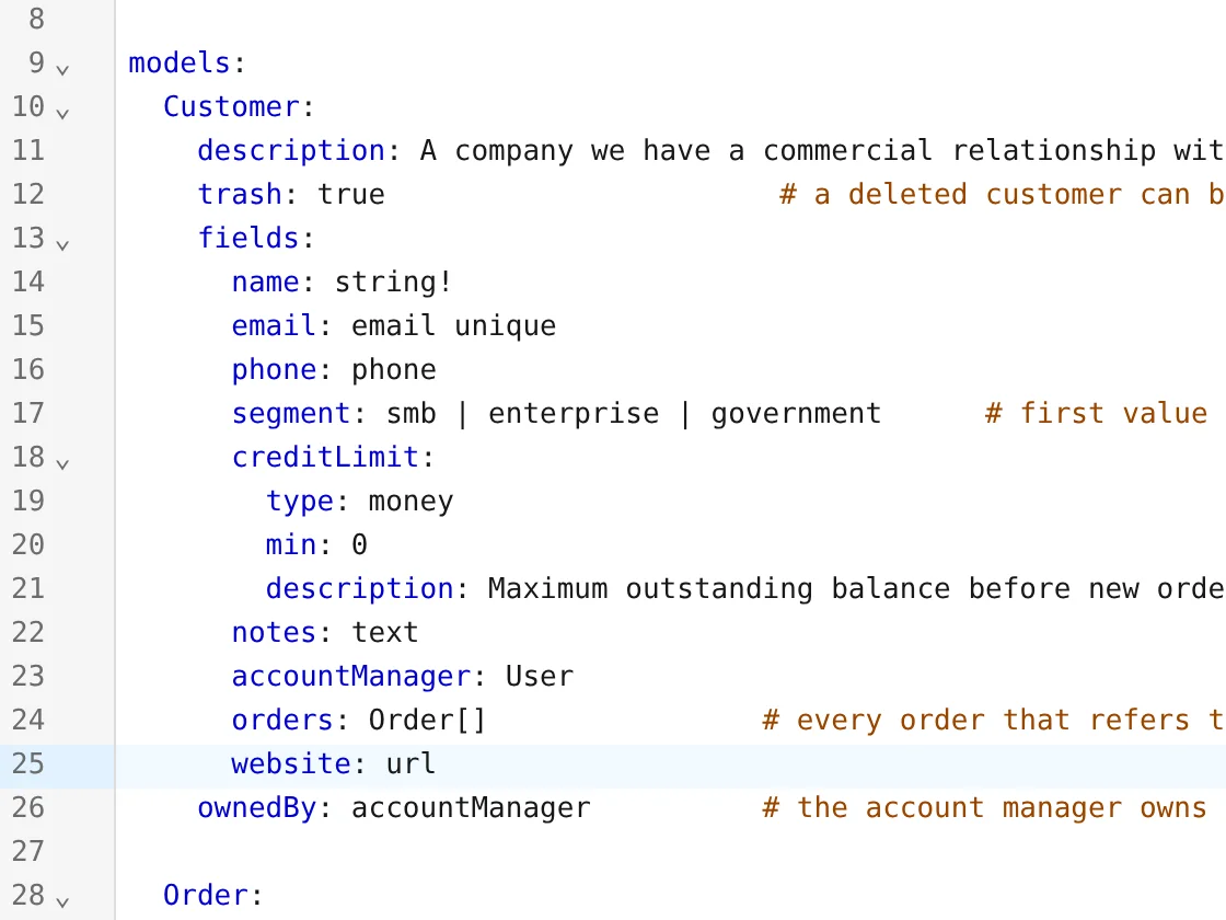 smithable.yml in Studio's editor with the new line "website: url"